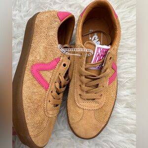 Vand Sport Low Sneakers - Yellow Tan and Pink Suede Sneakers